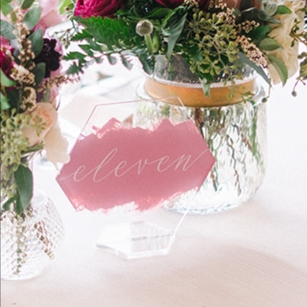 Pink Acrylic Table Number Sign